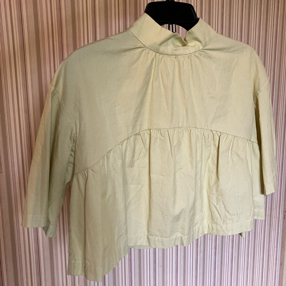 Everlane Light Green High Neck Blouse